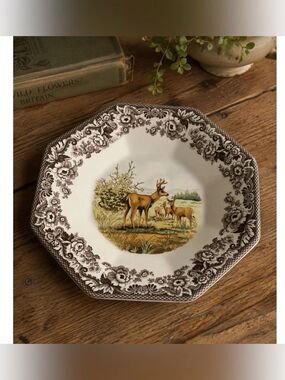 Spode Octagonal Deer  Serving Bowl Platter 14” ~ NEW